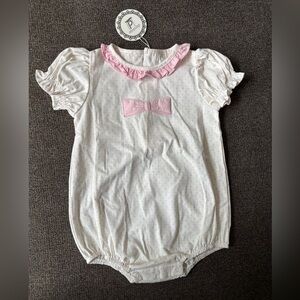 White and Pink Baby Romper with Bow